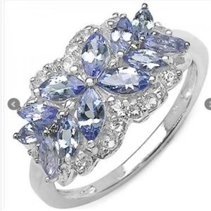 Tanzanite and white topaz ring women's size 7